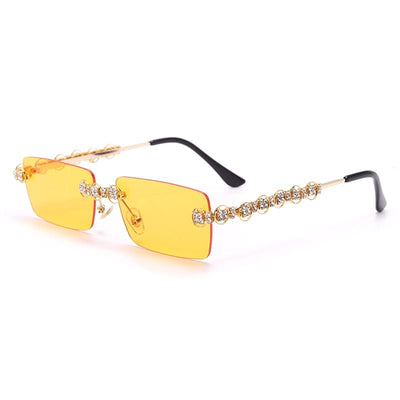 Sunglasses - Rimless Rectangle Diamond Rhinestone UV400 Sun Glasses