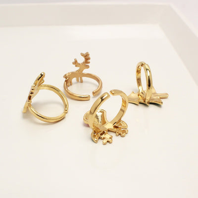 Cute Multi Style Christmas Cartoon Rings