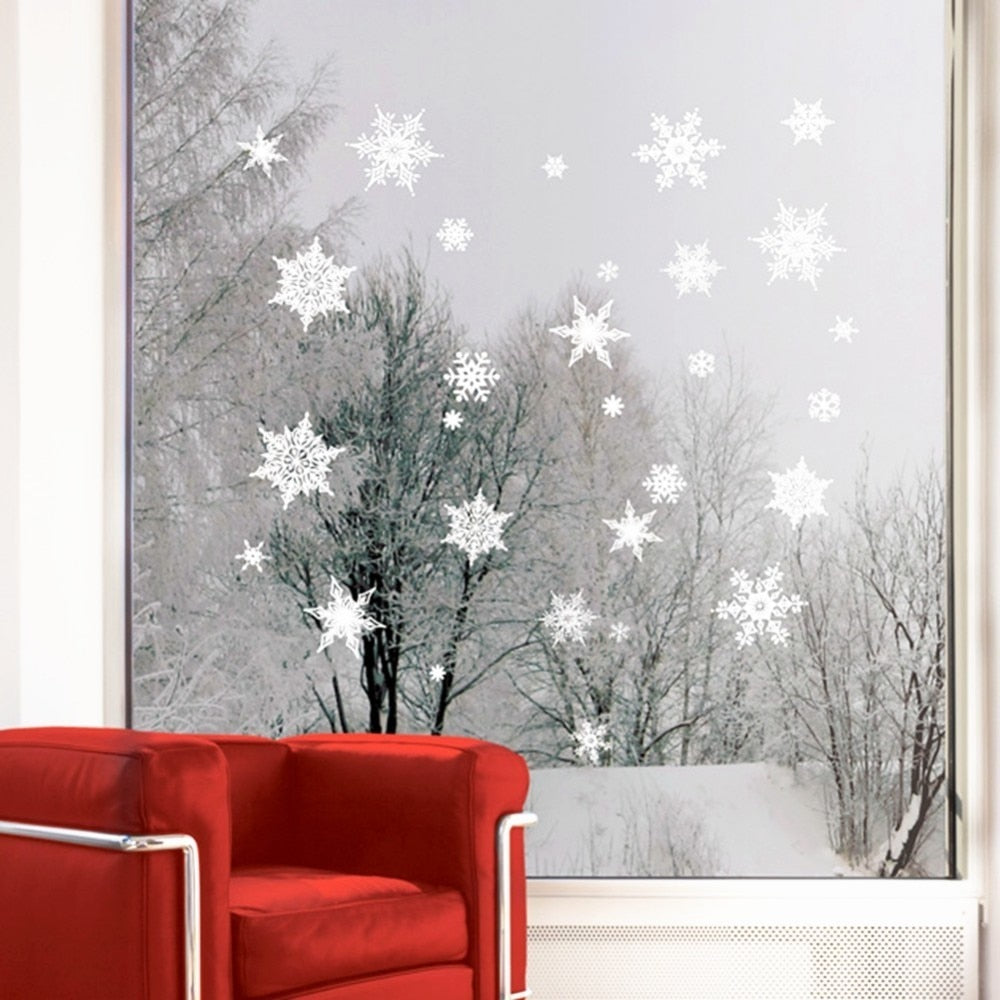 27Pcs Christmas Snowflake Xmas Window Stickers