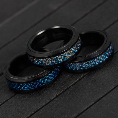 Ring - Men's Rotating Titanium Steel Carbon Fiber Dragon Pattern Ring