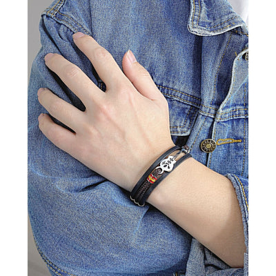 Bracelet - Men's Punk Multilayer Braided Leather Guitar Bracelet