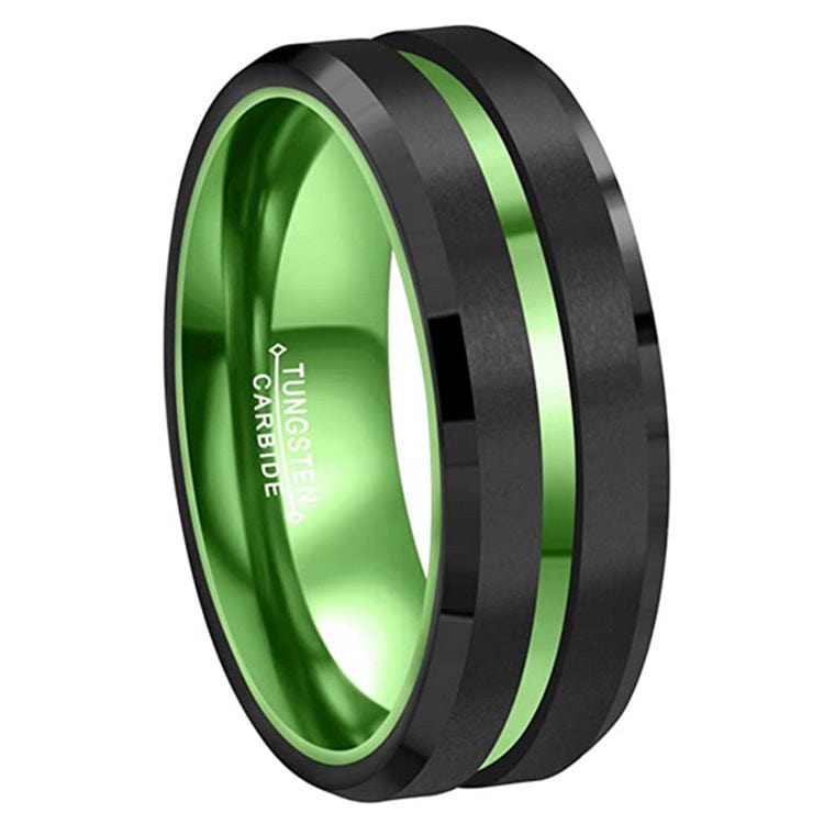 Ring - Unisex Double Color Electric Red Green Black Tungsten Steel Ring