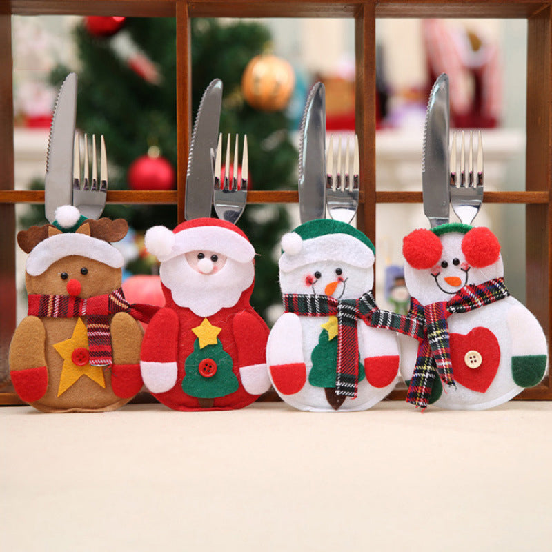 Christmas Tableware Sets Knife And Fork Decorative Santa Snowman