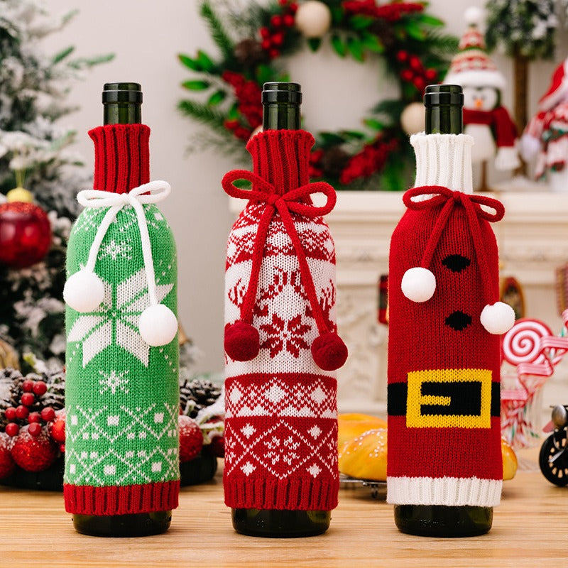 Christmas Knitted Wool Wine Bottle Xmas Bottle Cover