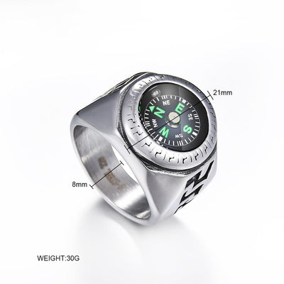 Ring - Men's Stainless Steel Compass Sailing Ring
