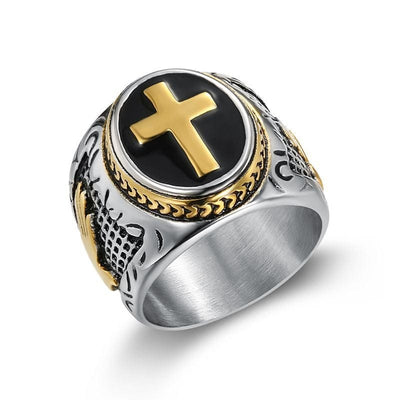 Ring - Men's Gold Plated God's Hand Titanium Steel Ring