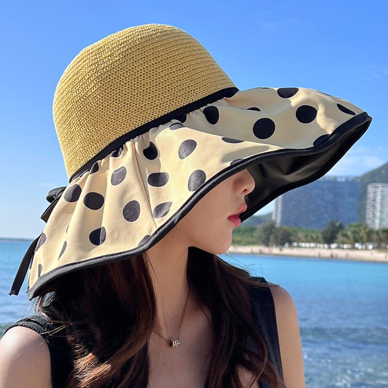 Women's Polka Dot Big Brim Sunshade Hat