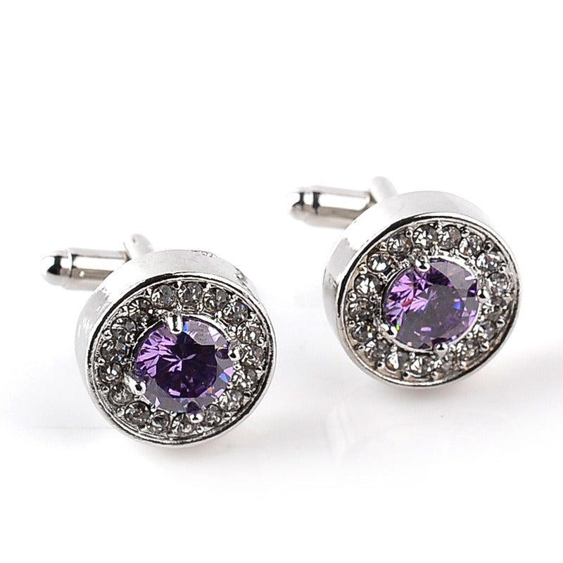 Cufflinks - French Austrian Diamond Zircon Crystal Sleeve Cuff Links