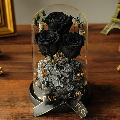 Valentine's Day Immortal Dried Roses With Glass Cover