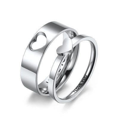 Ring - Unisex Heart-Shaped Titanium Steel Couples Engagement Ring