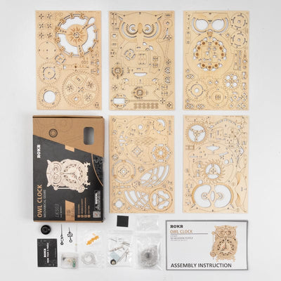 161pcs DIY 3D Owl Wooden Clock Toy Model - GiddyGoatStore