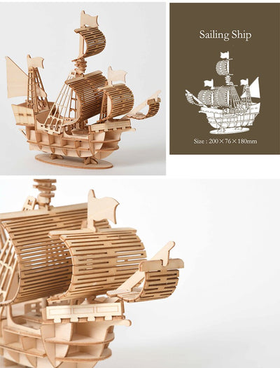Laser Cut DIY Sailing Ship 3D Wood Puzzle