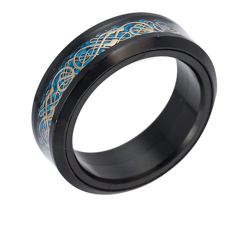 Ring - Men's Rotating Titanium Steel Carbon Fiber Dragon Pattern Ring