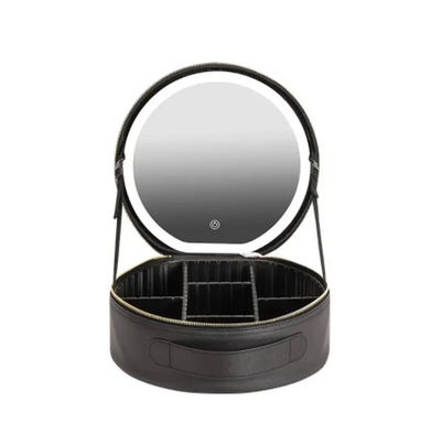 Round Mirror And Light Rechargeable Makeup Bag