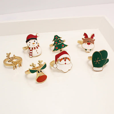 Cute Multi Style Christmas Cartoon Rings