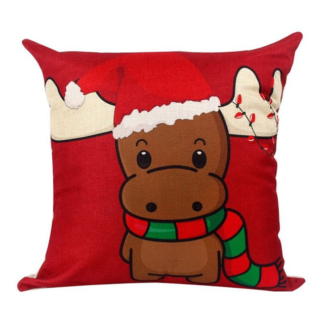 Pillow Cover - Christmas Santa Claus Reindeer Xmas Pillow Case