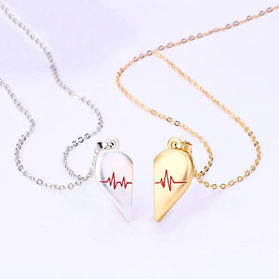 Pair of Magnet Electrocardiogram Love Necklaces - GiddyGoatStore