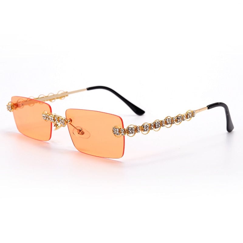 Sunglasses - Rimless Rectangle Diamond Rhinestone UV400 Sun Glasses