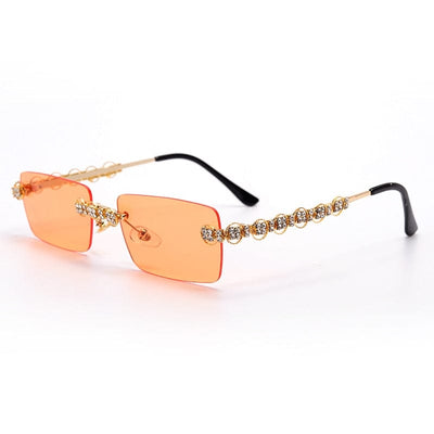 Sunglasses - Rimless Rectangle Diamond Rhinestone UV400 Sun Glasses