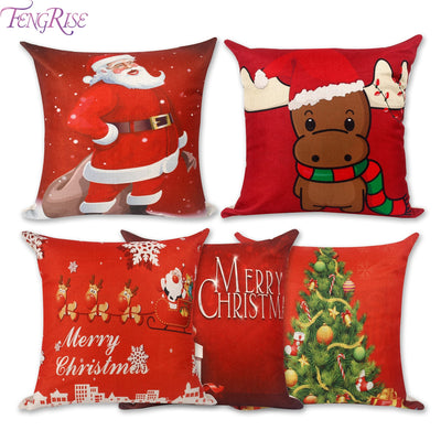 Pillow Cover - Christmas Santa Claus Reindeer Xmas Pillow Case