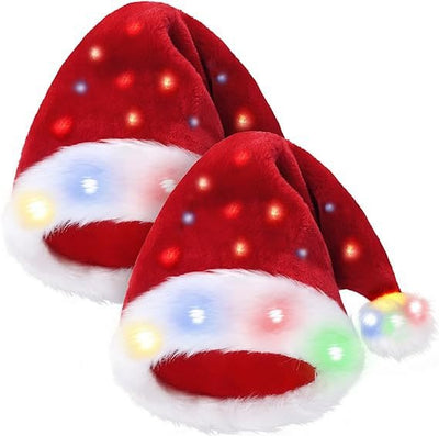 Christmas Hat - Plush LED Santa Xmas Hat