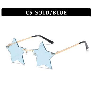 Sunglasses - Frameless Five Pointed Star Punk Party Wear UV400 Sun Glasses