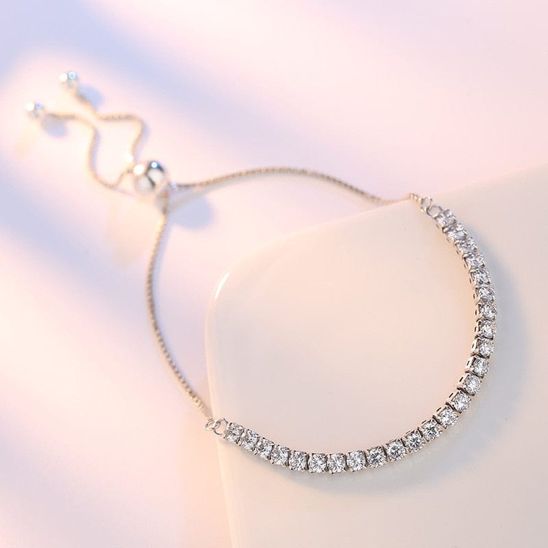 Bracelet - Women's Sterling Silver Sparkling Strand Tennis Bracelet