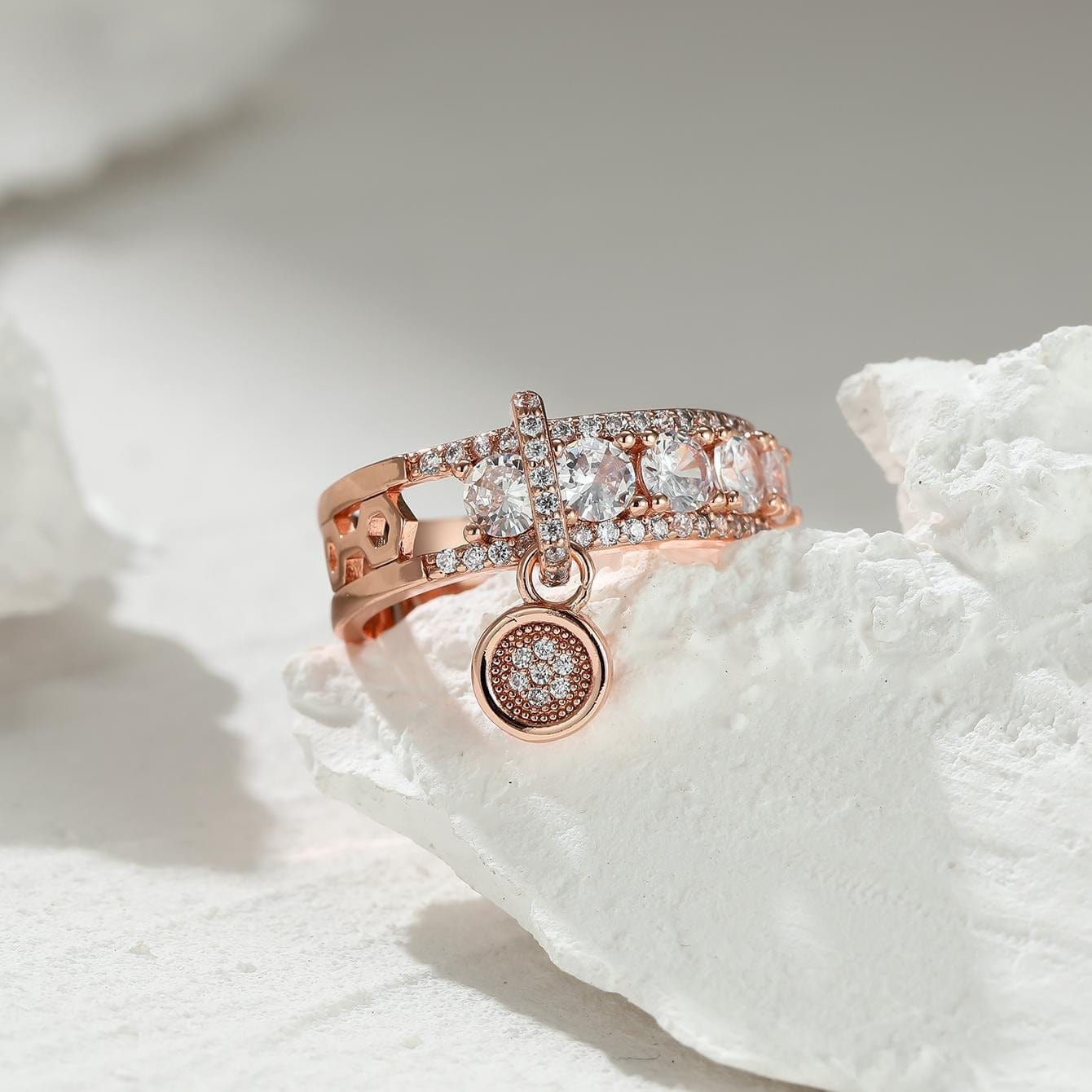 Ring - Woman's Inlaid Zircon Wedding Engagement Ring