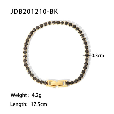 Bracelet - Women's Delicate French Mesh 18K Gold Stainless Steel Titanium Zircon Tennis Bracelet