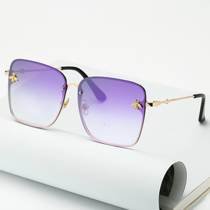 Sunglasses - Oversize Rimless Square Bee Fashion Unisex UV400 Sun Glasses