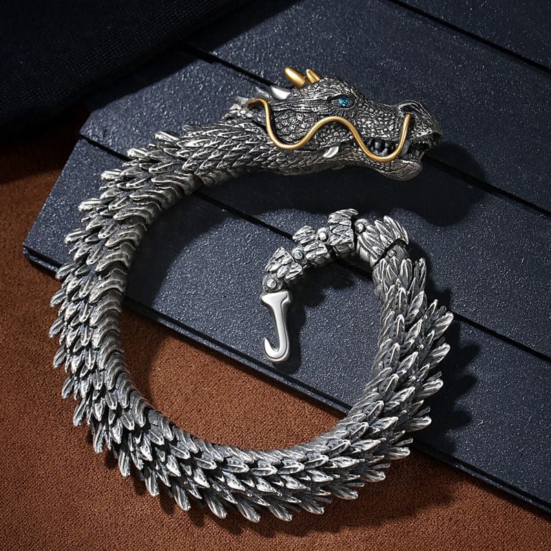 Bracelet - Unisex Vintage Handcrafted Silver Dragon Bracelet