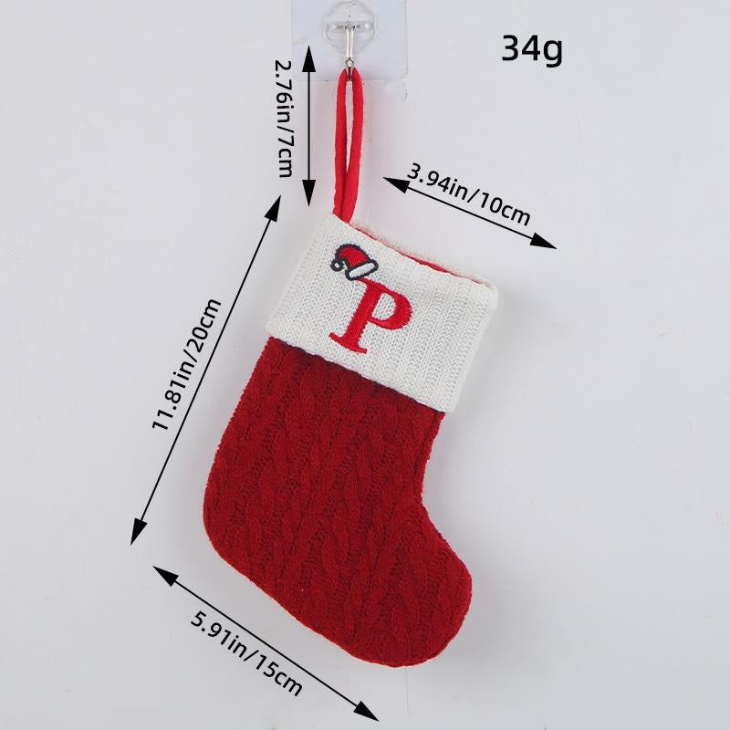 Red Christmas Stocking Personalized Letter Xmas Sock