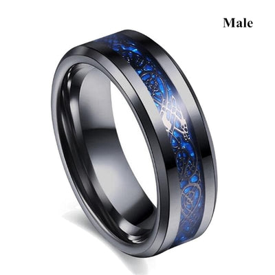 Ring - Unisex Carofeez Black Blue Zircon Charm Stainless Steel Wedding Couples Ring