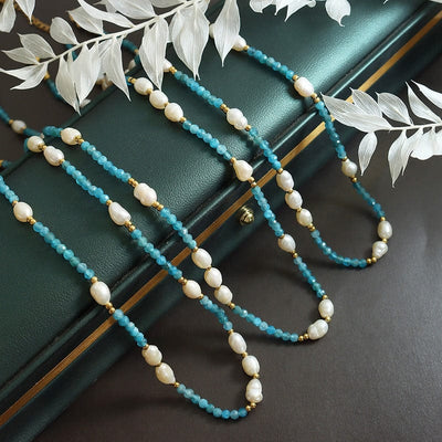Necklace - Women's Bohemian Style Blue Pearl Stone Commuter Necklace