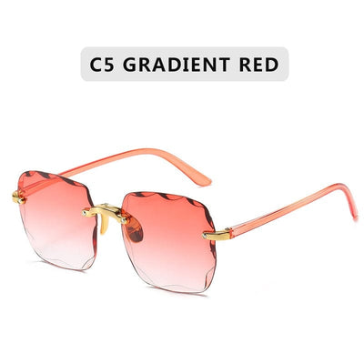 Sunglasses - Square Rimless Luxury Summer Red Unisex UV400 Sun Glasses