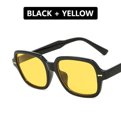 Gafas de sol - Gafas de sol unisex UV400 de la marca del diseñador del negro amarillo del vintage 