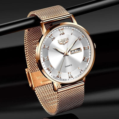 Watch - LIGE Ultra Thin Classic Milan Mesh Dual Calendar Quartz Watch