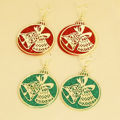 Christmas Round Tree Bells Santa Earrings