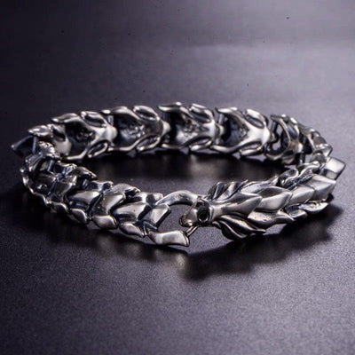 Bracelet - 925 Silver-Plated Retro Dragon Head Bracelet