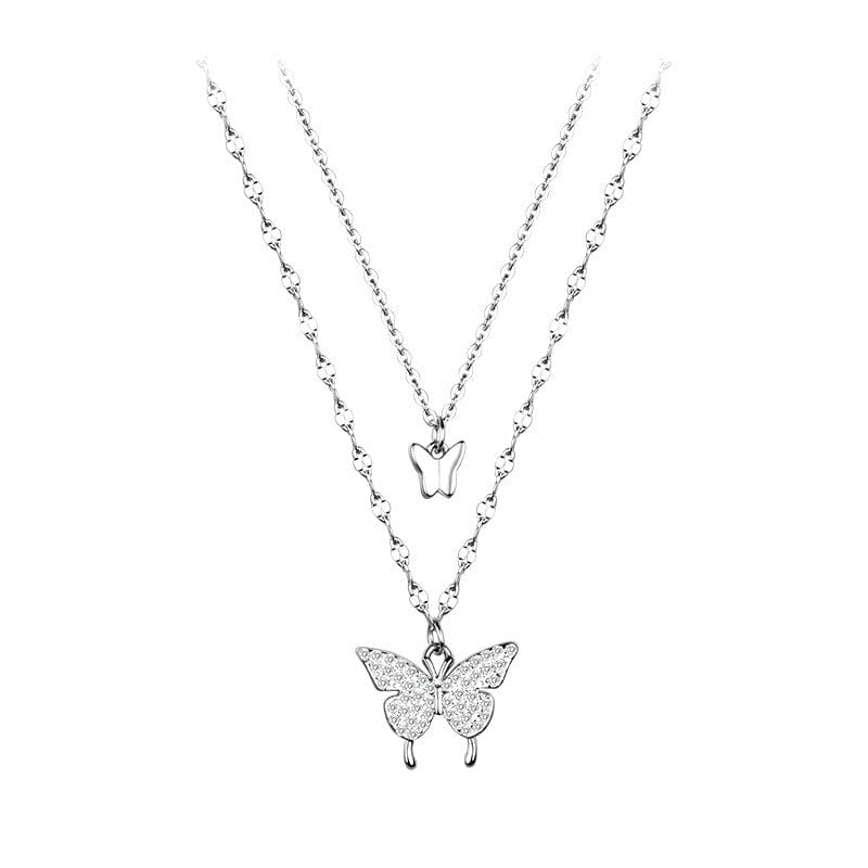Necklace - Woman's Double Layer Butterfly Necklace