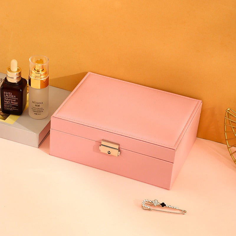 High Capacity Leather Jewelry Box With Lock Storage Boxes