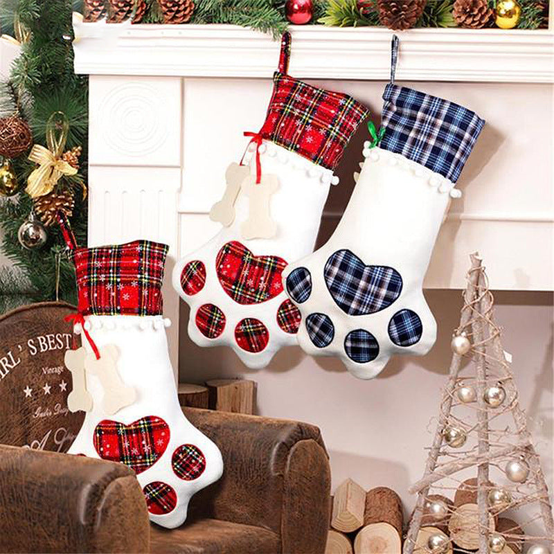 Christmas Stocking Dog Paws Xmas Sock