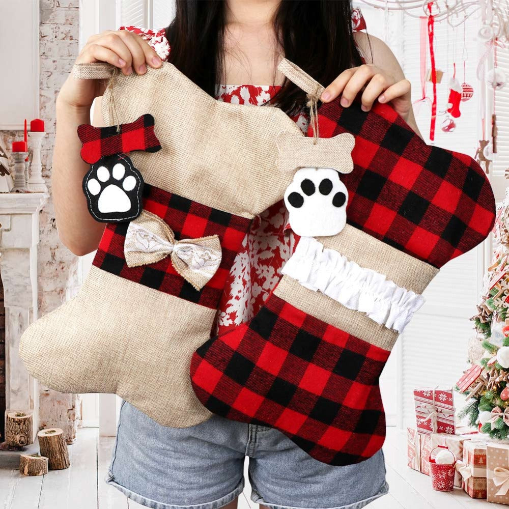 Christmas Stocking Dog Paws Xmas Sock