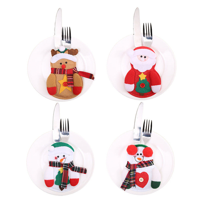 Christmas Tableware Sets Knife And Fork Decorative Santa Snowman