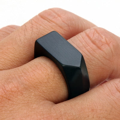 Ring - Men's Mcllroy Fashion Titanium Steel Black Wedding Ring