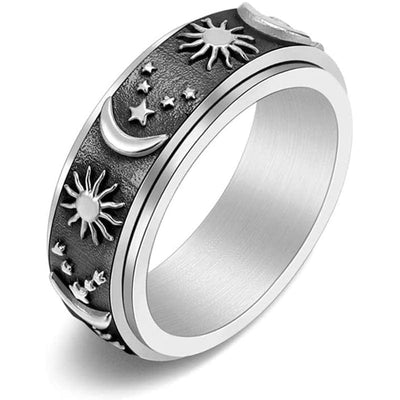 Ring - Men's Titanium Steel Star Moon Sun Ring
