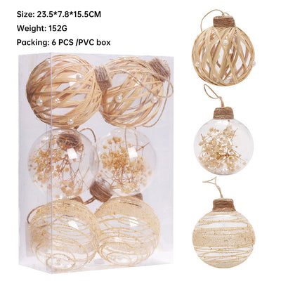 6PCS Christmas Transparent Plant Balls Xmas Ornaments