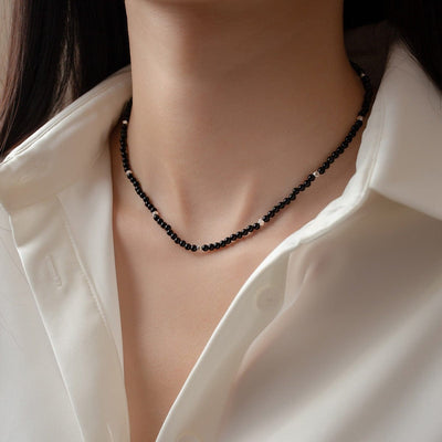 Necklace - Women's S925 Sterling Silver Black Agate Necklace