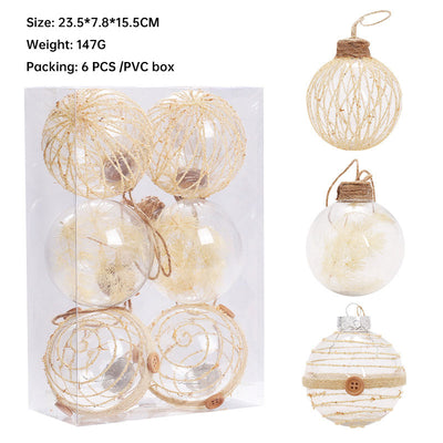 6PCS Christmas Transparent Plant Balls Xmas Ornaments