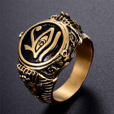 Ring - Unisex Egyptian Eye of Horus Ra Udjat Amulet Pharaoh King Ring